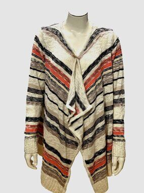Multicolor XL Striped Knit Cardigan Long Sleeve Open Front Lightweight Sweater